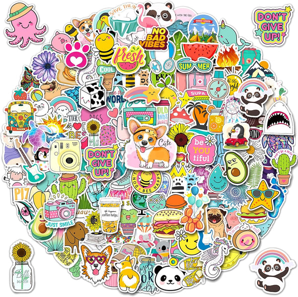 Cute Stickers Bulk 200Pcs - Vsco Waterproof Stickers for Hydroflasks, Decals for Kids, Scrapbook Packs for Teens