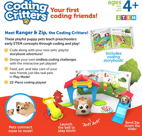 Zip,22 Set, 4+, Learning Resources Coding Critters Ranger & Piece Ages Screen-Free Early Coding Toy for Kids