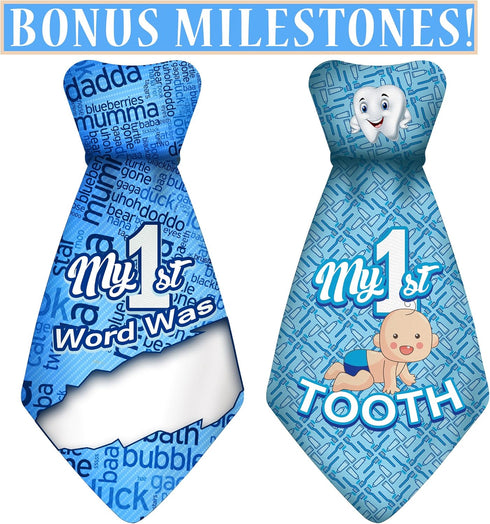Baby Monthly and Holiday Milestone Sticker Ties by TurtleSurfers - 20 Different Designs for Baby Boys
