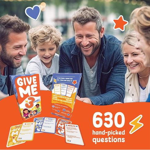 GIVE ME 3 Family Game, Fast Paced Hilarious Party Game, 10 Second Rule for Kids, Teens, and Adults