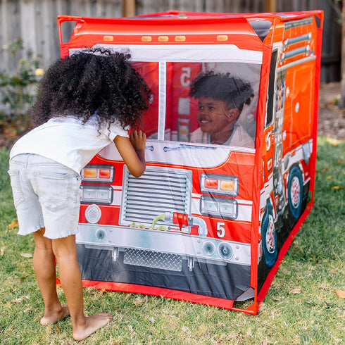 Melissa & Doug Fire Truck Play Tent, Role Play Firefighter Tent for Kids Ages 3+