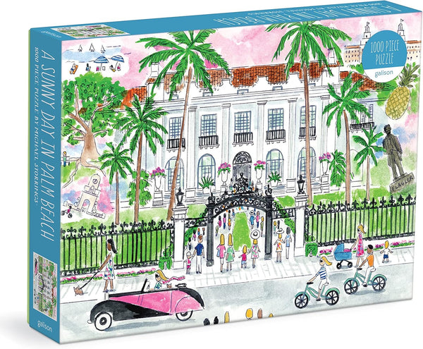 Galison 1000 Piece Puzzle: Michael Storrings A Sunny Day in Palm Beach - Beautiful & Fun for Adults