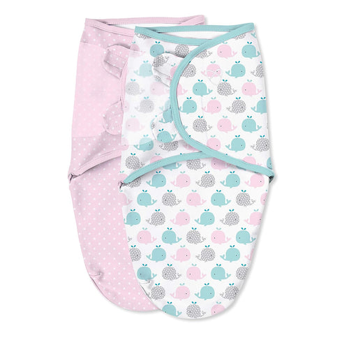 SwaddleMe Original Swaddle Size Small, 0-3 Months, 2-Pack (Pink Polka Whale)