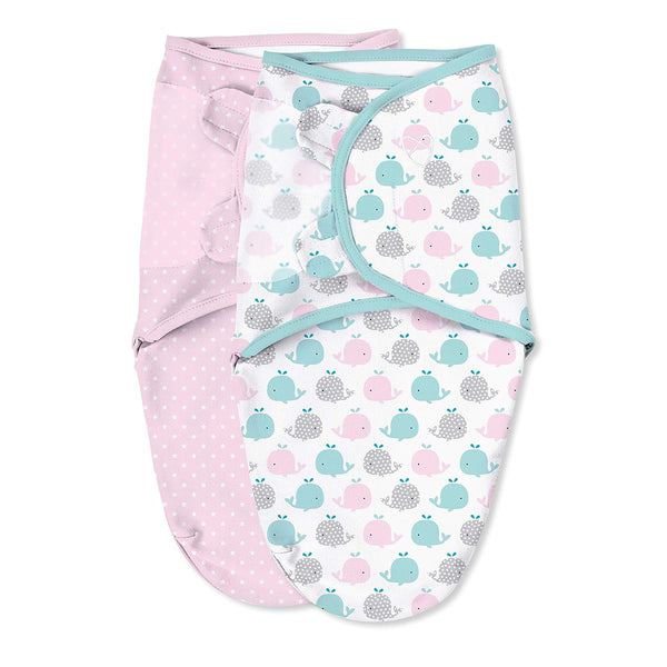 SwaddleMe Original Swaddle Size Small, 0-3 Months, 2-Pack (Pink Polka Whale)