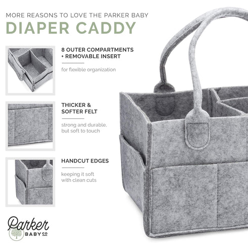 Parker Baby Diaper Caddy - Versatile Nursery Storage Organizer (Gray, Regular Size)