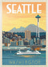 MyPuzzle Seattle, WA: Ferry Vintage Poster - Premium 1000 Piece Jigsaw Puzzle for Adults