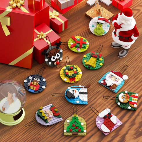 12 Pack 6-12, Set Xalvitra Christmas Ornaments Building Blocks Kit Gift for Kids, Xmas Party Favors Bricks Toys