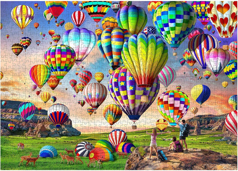 HUADADA Jigsaw Puzzles for Adults 1000 Pieces, Hot Air Balloon Interlock Perfectly Letter on Back No Dust, Home Decor Birthday Party Gift Toy for Men Women Elders Seniors (27.5"x19.6"), 1:1 Poster