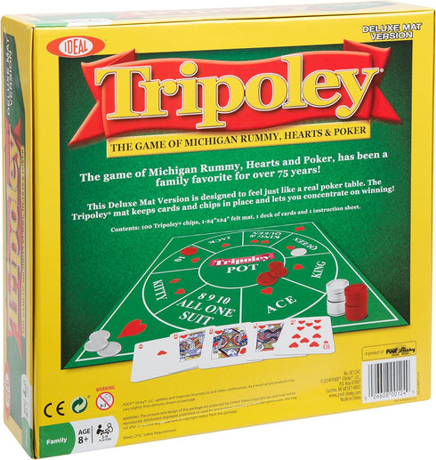 Tripoley Deluxe Board Game, Family Favorite Game, Combination of Michigan Rummy, Hearts and Poker, Perfect for Family Game Night, For Ages 8 and up