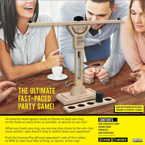 Buffalo Games - Hook and Ring Battle - Fast Paced Party Game for Ages 8 and Up, Head to Head Game of Skill