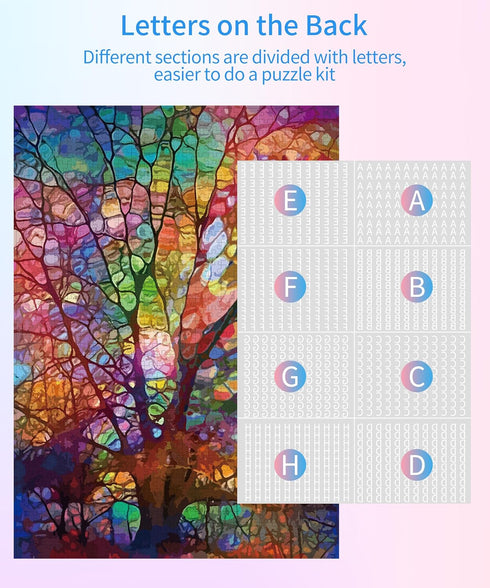 Tree of Life 1000 Piece Jigsaw Puzzle for Adults - Colorful Stained Glass Design
