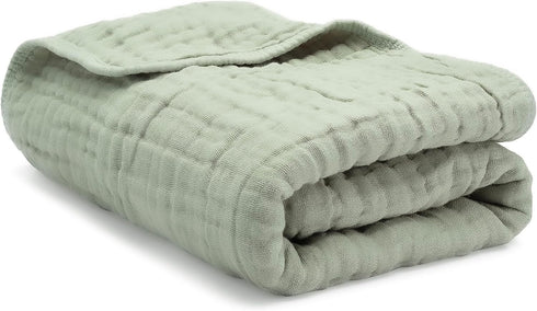 Set Comfy Cubs Green Muslin Fitted Changing Pad Cover and Baby Blanket