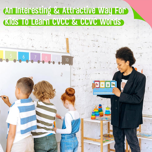 CVCC & CCVC Flip Charts - 40 Words Builder Phonic Games Educational Learning Tool for Students Teachers