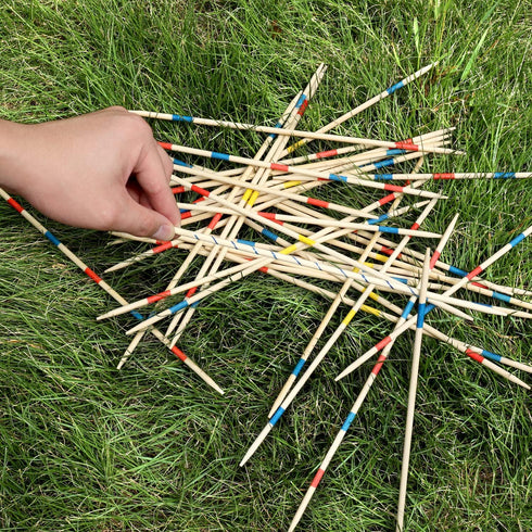41 Piece 12 Inch Bamboo Pick Up Sticks Game - Classic Family Board Game Gift for Adults & Kids