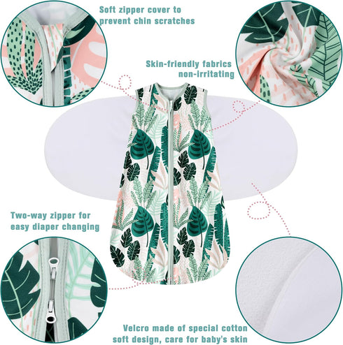Swaddle,6-12 Months,3-Way Blanket,100% 0.5Banana&Leaf BSTOPPT Newborn Sleep Sack Baby Adjustable Wearable Rayon Cotton