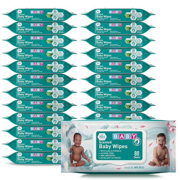 MED PRIDE Scented Baby Wipes, 24 Pack (80 Wipes Each), Aloe &