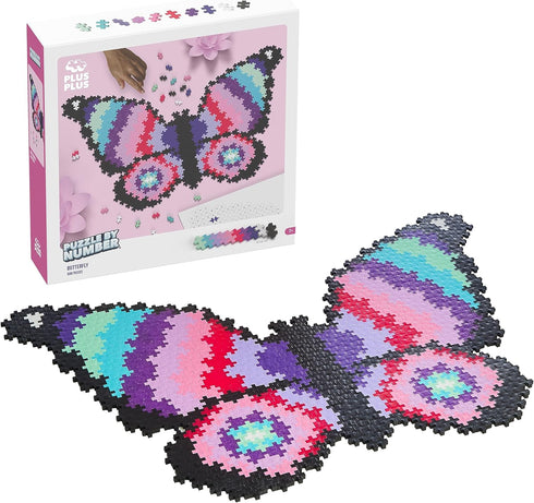 Plus-Plus: Puzzle by Number - Butterfly - 800 Piece Color to Number Matching, Interlocking Mini Blocks, Construction