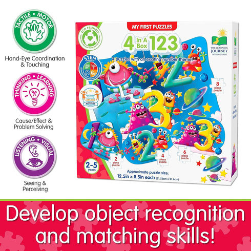 The Learning Journey My First 4-in-A-Box Puzzle - 123, STEM Educational Toys for 2 Year Olds, Award Winning Puzzles