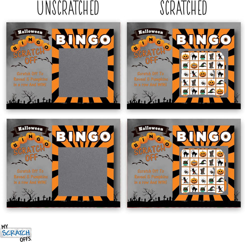 My Scratch Offs - 26 Pack Halloween Bingo Scratch Off Game Cards for Party Favors, 3x4, Business Promotion