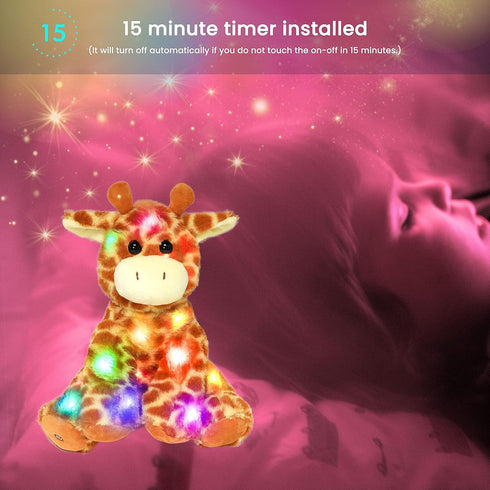 11'' Hopearl Lighting Up Giraffe Stuffed Animal Floppy LED Plush Toy Night Lights Glow Pillow Birthday Festival
