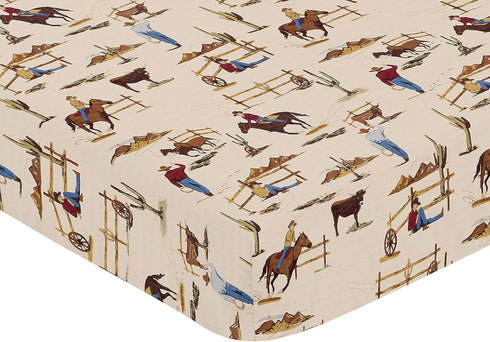 Country Sweet Jojo Designs Wild West Boy Jersey Stretch Knit Baby Fitted Crib Sheet for Soft Toddler Bed Nursery - Red