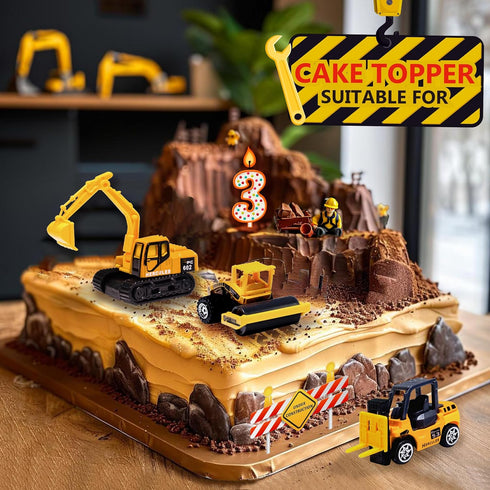 6PCS/Set bulldozers, 3 Oriate Construction diecast car, Including Forklift, Excavator & Other Educational Indoor
