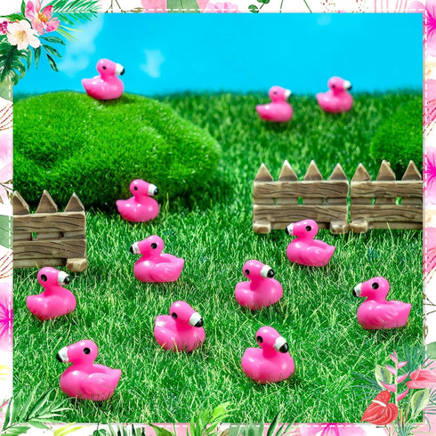 HFAYDZSW 300Pcs Mini Resin Flamingo Ducks, Cute Figurines for Cake Topper, Garden, Dollhouse, Landscape, Aquarium