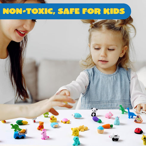 JOYIN 36 Pcs Animal 3D Erasers, Fun Mini Pencil Erasers for Kids, Classroom Rewards and Party Favors