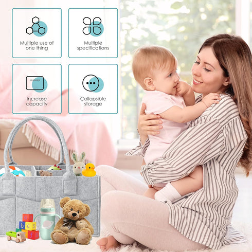 Cute Castle 2 Pack Diaper Caddy Organizer - Portable Baby Caddy Organizer with Handle, Nursery Storage Bin and Car
