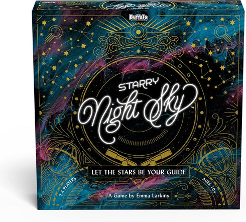 Buffalo Games - Starry Night Sky Game - Exploration Mission Based competative Sky Mapping Game - Goal Track Oriented Point System - Rich Board Layout with Unique Movement Rules