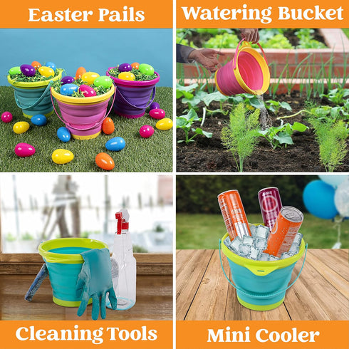 Set 3 Packs Backpack JOYIN Foldable Beach Bucket - Collapsible Toy Buckets with Shovels and Mesh for Kids Toddlers