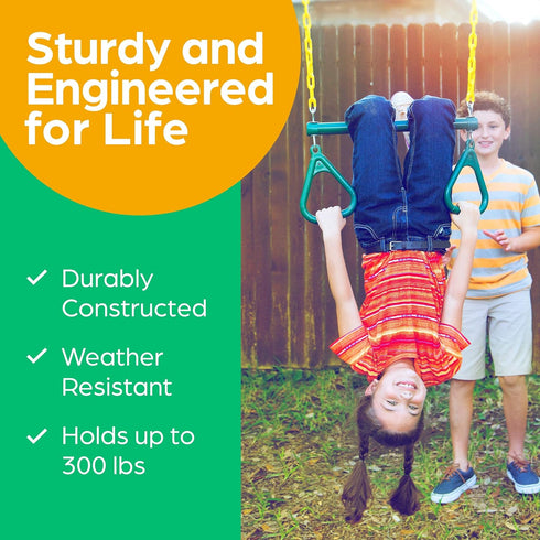 Sets Swingset Set 18" 48" Jungle Gym Kingdom Swing for Backyard, Monkey Bars & Accessories - Includes Trapeze Swing Bar