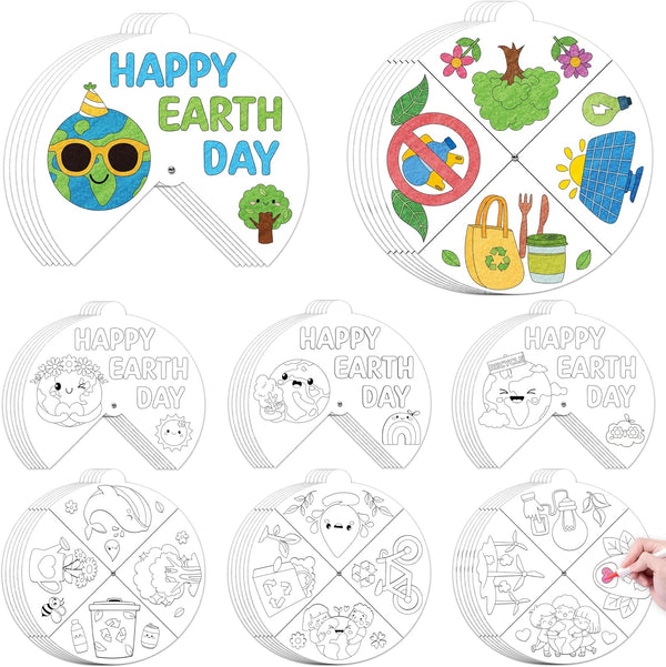 COcnny Earth Day Coloring Craft- 24 Sets Color Your Own Globe Art