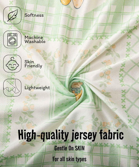 Girls,52x28x8,2 Pack,Neutral SDY Jersey Floral Crib Sheets for Baby Boys and Green Flower Standard Oval/Retangle Crib