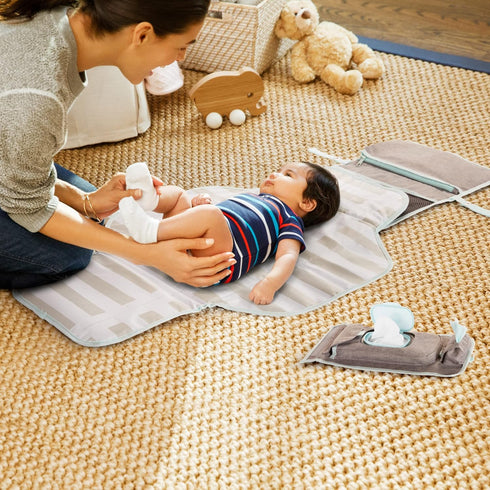 12 Munchkin Portable Changing Pad Lightweight and Compact Baby Diaper Changing Mat with Silver-Ion Technology, Includes