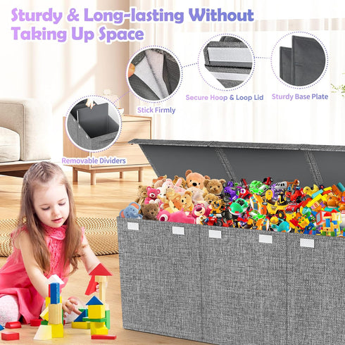 40"x14"x16", Mabahoo Extra Large Toy Box Chest with Lids, Collapsible Sturdy Kids Toy Storage Organizer Boxes for Boys