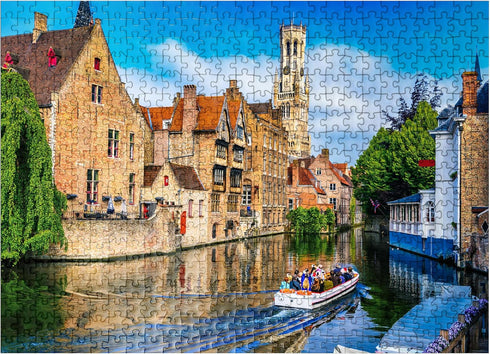 MyPuzzle Historical City Center with Canal in Bruges - Premium 500 Piece Jigsaw Puzzle for Adults