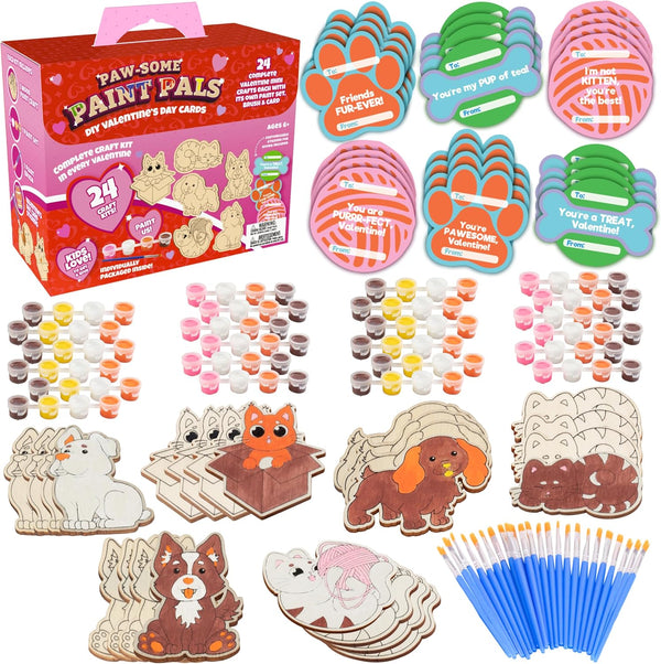 Cat & Dog Wood Painting Kits (24 ct)- Goodie Bag Party Favors