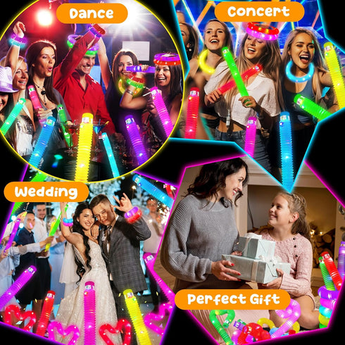 Woplagyreat 6 Light Up Party Favors Supplies,Bulk Glow Sticks Kids Pcs Pop Tubes Toys, Christmas Birthday Gifts