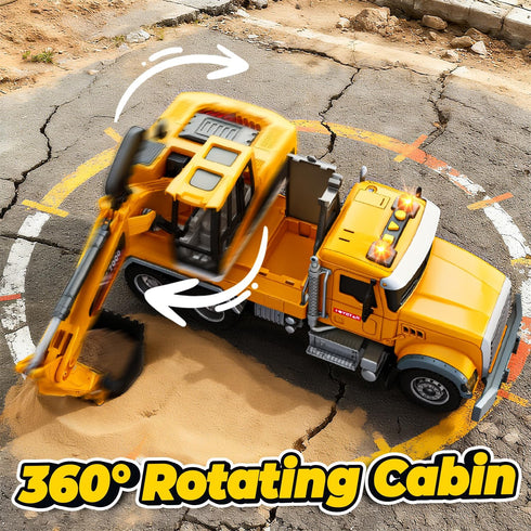 1:12 3, 4, 5, 6, 7 SMILESSKIDDO Excavator Toy - Large Friction Powered Excavator Truck Toy with Lights, Sounds, Toy