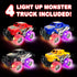 ArtCreativity 4-Pack Light Up Monster Trucks for Boys and Girls, Toddler Monster Truck Toys for Ages 3-8