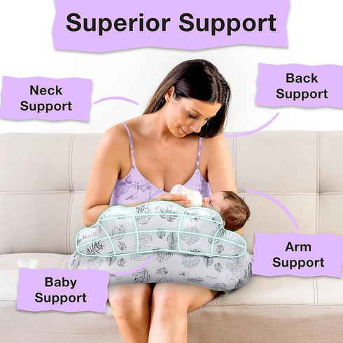 PILLANI Nursing Pillow & Diaper Bag Combo - Perfect Baby Shower Gift