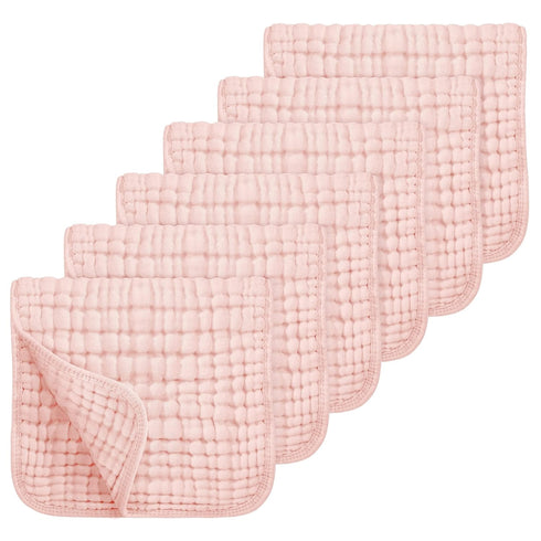 Looxii 100% Cotton Muslin Burp Cloths Large 20''x10'' Extra Soft and Absorbent 6 Pack for Boys and Girls Shell Pink