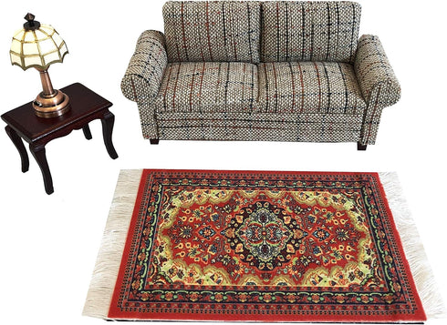 Brown Dollhouse Sofa Couch, Miniature Living Room Furniture Loveseat, 1/12 Scale, Accessories for 6 inch Dolls