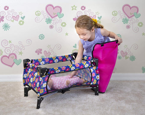 Set, Pack 20" Baby Doll Crib Toy n Play Bassinet Blanket & Carry Bag for Baby Doll Playpen Fits up to Doll | Allows
