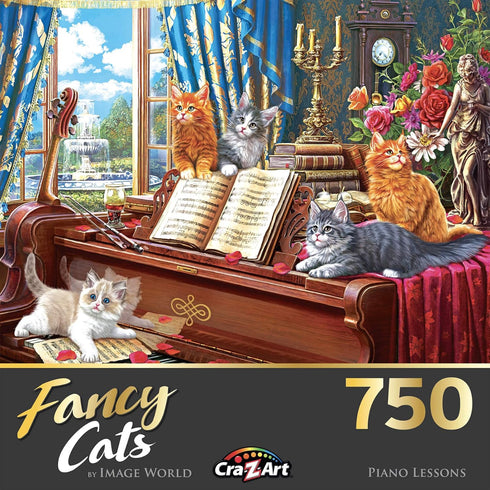 RoseArt - Fancy Cats - Piano Lessons - 750 Piece Jigsaw Puzzle for Adults