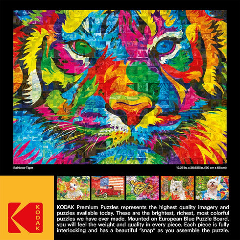 RoseArt Kodak Premium Mosaics - Rainbow Tiger - 750 Piece Jigsaw Puzzle for Adults