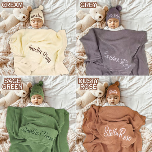100% Personalized Baby Blanket Gift Box, GOTS Organic Certified, Customized Swaddle Blanket with Name, Receiving