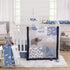 Carter's Blue Elephant Chambray Changing Pad Cover, White Clouds, Moon and Stars, Super Soft
