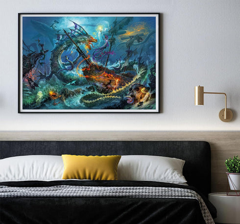 Battle-3000 33023 Clementoni Collection-The Underwater Pieces-Puzzle, Author Illustration, Paolo Barbieri, Horizontal